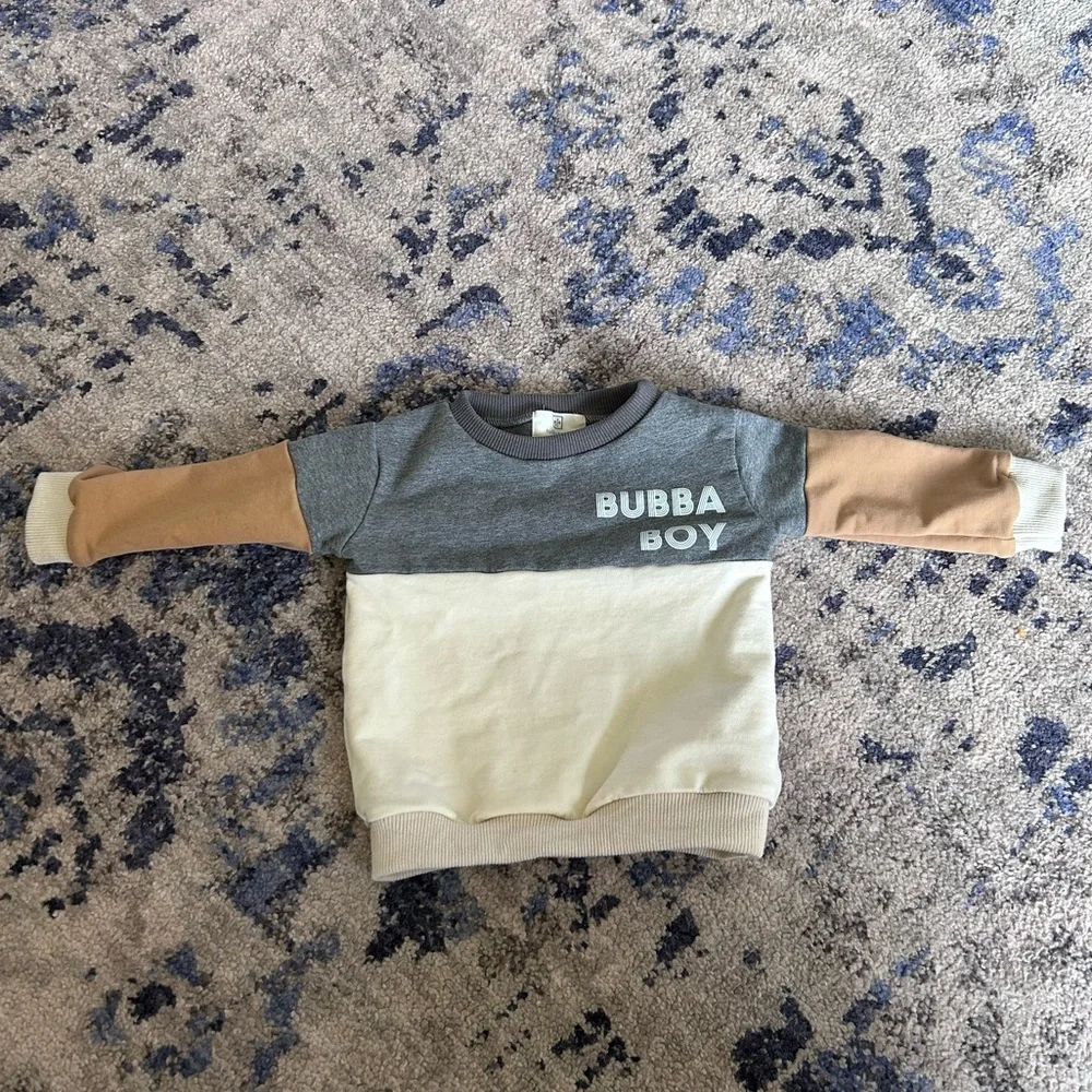 Huds and Hanes Bubba Boy Color Block Terry Sweater Crewneck - Picture 2 of 7